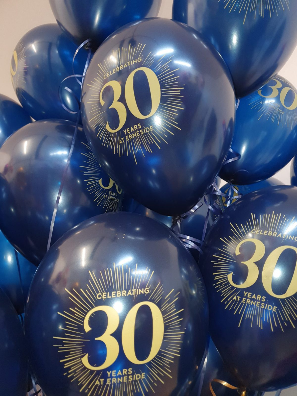 Printed balloon bouquet for Erneside Shopping Centre's 30th anniversary
